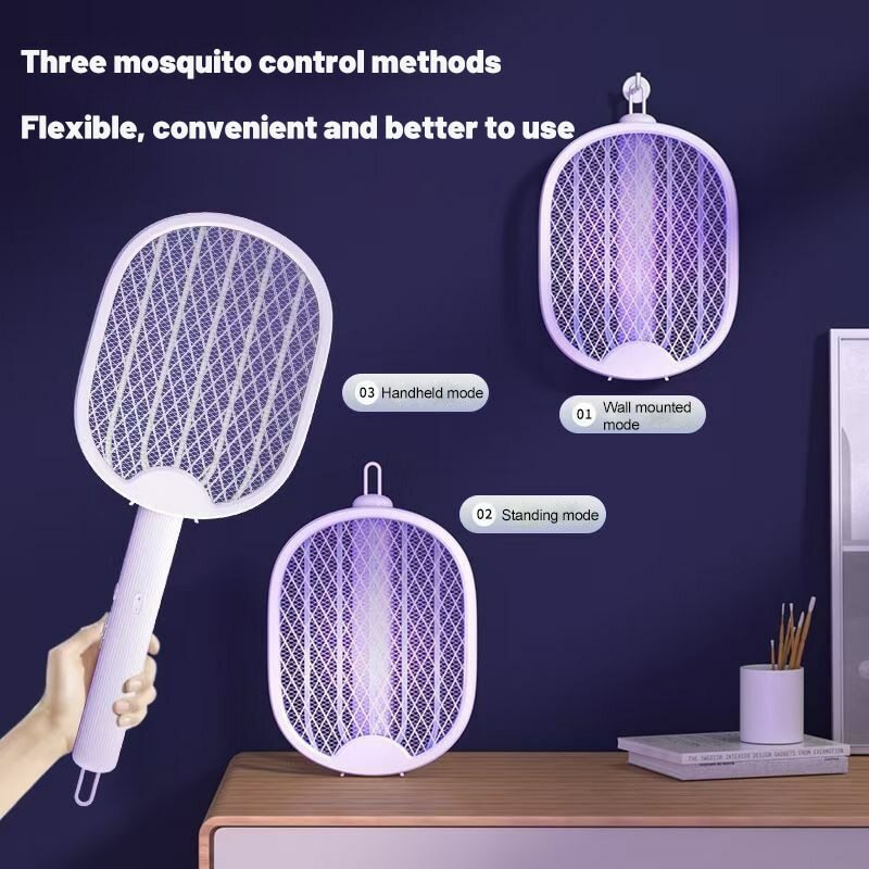 LMC Nieuwe Mosquito Killer Lamp USB Oplaadbare Elektrische Opvouwbare Mosquito Killer Racket Fly Swatter 3000V Afstotende Lamp Hot Verkoop Snelle levering