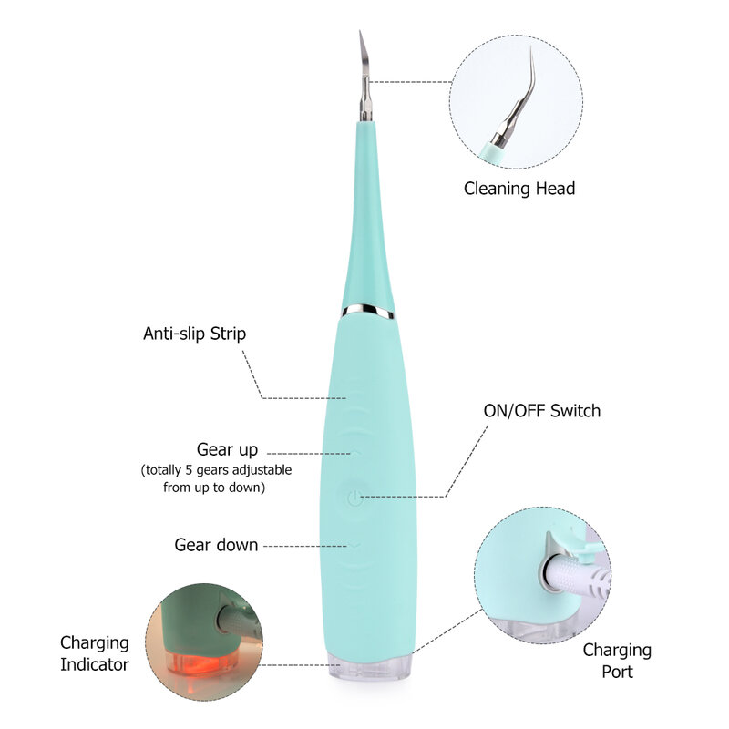 Détartreur dentaire électrique à ultrasons, Rechargeable par USB, dissolvant de tartre, nettoyeur de dents, tête de brosse à dents