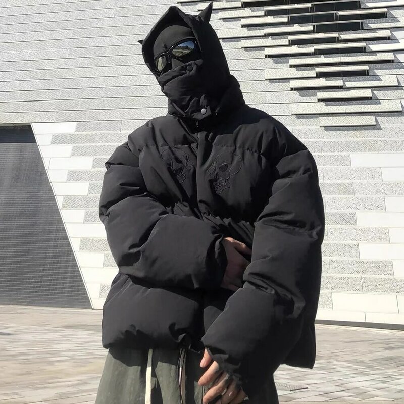 2022ชาย Hip Hop Parka ปัก Skull เสื้อ Streetwear Little Devil Designer Hood เสื้อแจ็คเก็ตเสื้อ Harajuku ฤดูหนาว Outwear