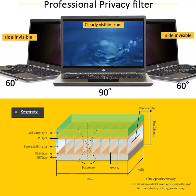 Filtro de privacidad antideslumbrante para pantalla de ordenador portátil, película protectora de 14 pulgadas, 310mm X 174mm, 16:9