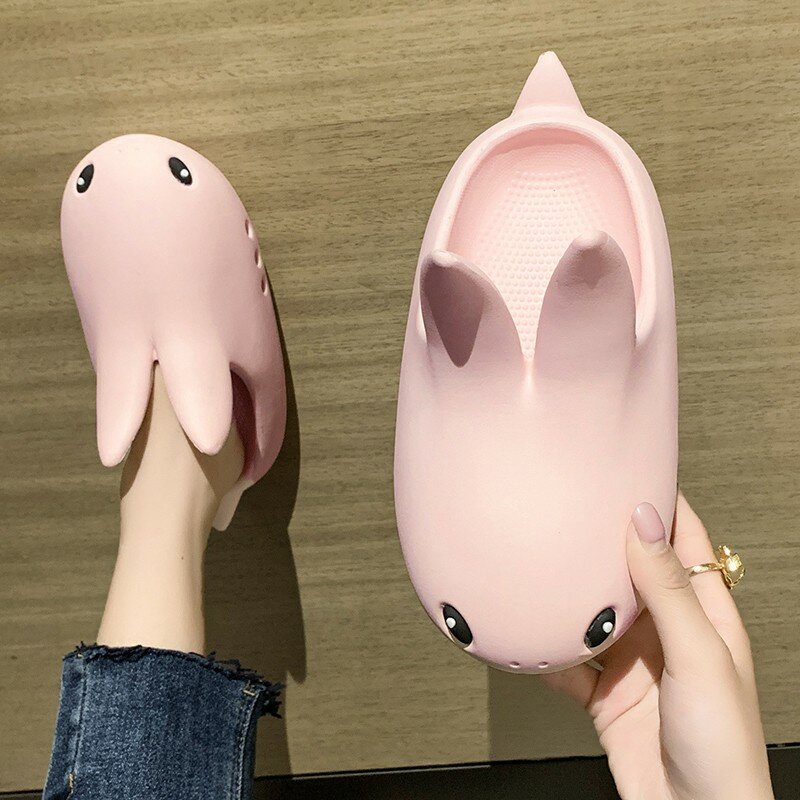 Lato 2022 kobiet kapcie EVA miękkie podeszwy sandały Cute Cartoon królik dziewczyna buty antypoślizgowe Baotou domowy kapeć platformy klapki