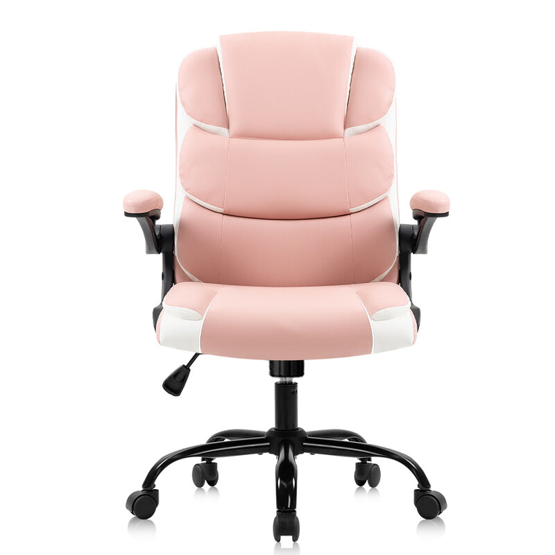 Pink Chair for desk PU Leather Computer Ergnomic office chairs for daughter