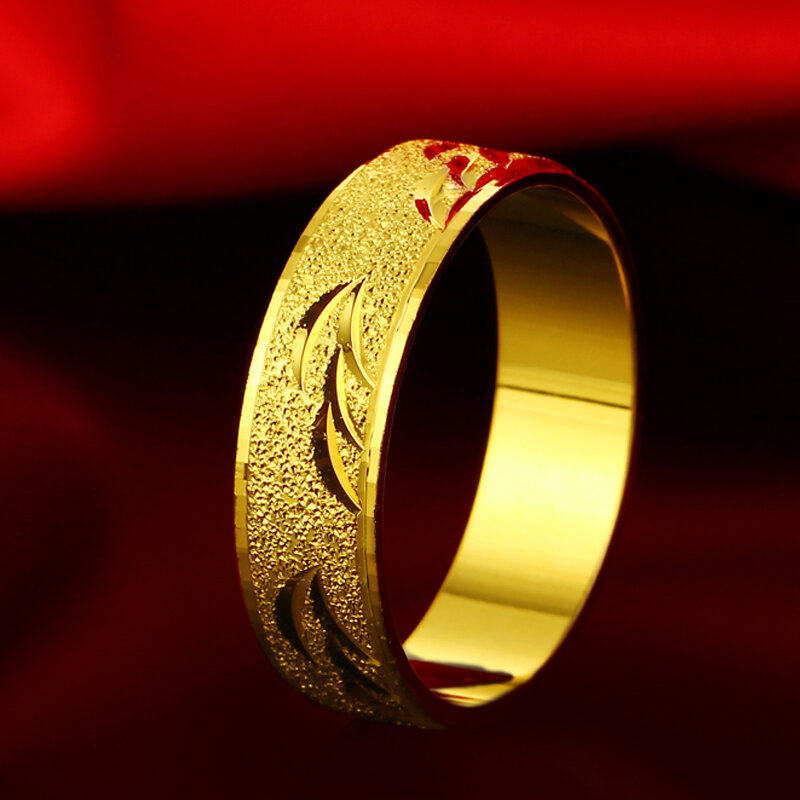 العصرية الرجال خاتم مجوهرات الرجال والنساء شخصية بسيطة مطلي 24K الذهب مجوهرات الأزياء الرمال الذهب