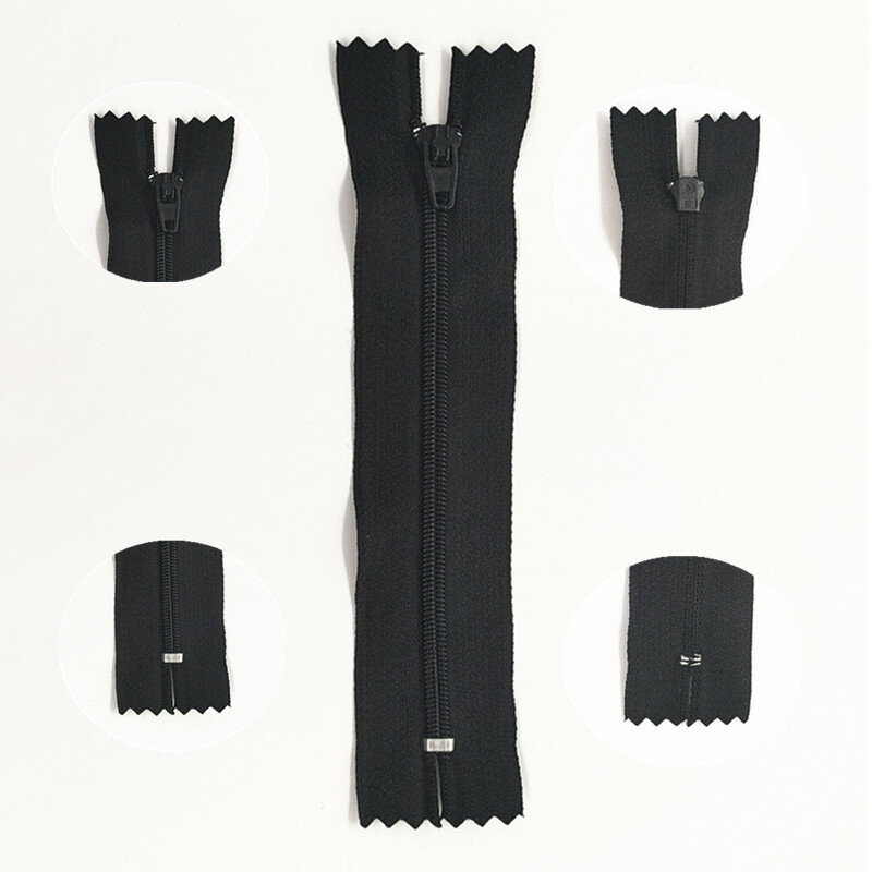 10Pcs Mix 3# ( 10Cm-100Cm ) Closed Nylon Coil Zipper  Suitable For Clothes 20 Colors