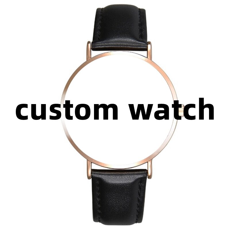 사용자 정의 사진 시계 가죽 스트랩 로즈 골드 쿼츠 손목, 시계 (남성, 여성, 유니버설)