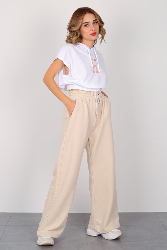 Pantaloni sportivi da donna svasati Beige 2021290012 Facette