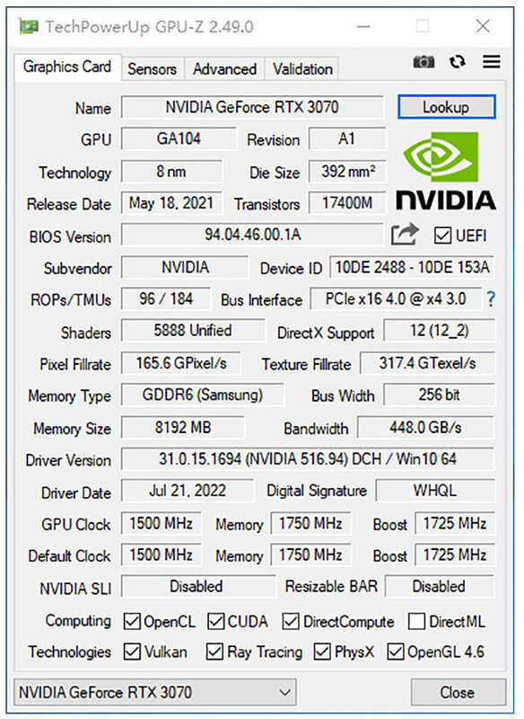 MLLSE 그래픽 카드 RTX 3070 8GB NVIDIA GPU 12Pin GDDR6 256bit HDMI * 1 DP * 3 PCI-E 4.0x16 rtx 3070 8gb 게임용 비디오 카드