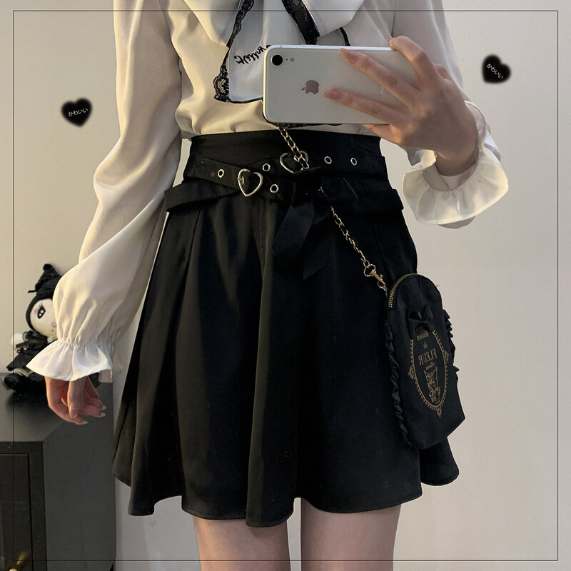 Casual Skirt for Ladies Summer New Lolita Style High Waist Skirt Fashion Solid Color Women's Short Skirt
