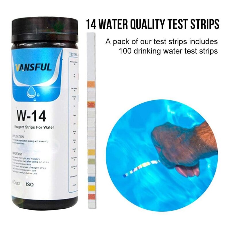 Tira do teste para a água potável, 14 em 1 tiras do teste da qualidade da água, tiras do teste da química, tiras do teste do ph para a água da associação, etc