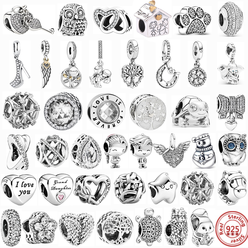 Nowy 925 Sterling Silver zakochaj się drzewo genealogiczne płatki śniegu zwisające koraliki Fit oryginalny Pandora Charms bransoletki DIY kobiety biżuteria