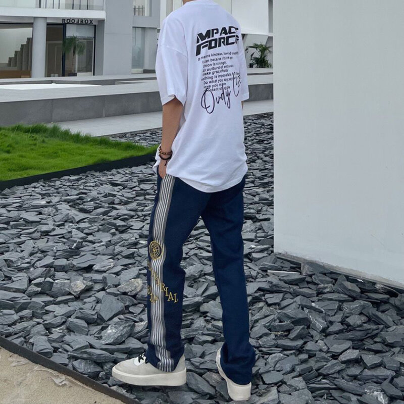 Celana Pakaian Jalanan Garis Samping Celana Olahraga Jepang Taktis Celana Kargo Jogger Olahraga Antik Pria Celana Panjang Longgar Hip Hop