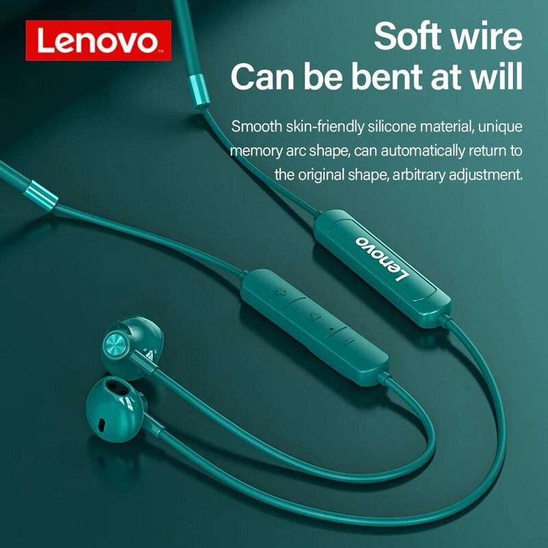 Lenovo SH1 Earphone Nirkabel Bluetooth 5.0 Chip HIFI Kualitas Suara IPX5 Headset Olahraga Tahan Air Earbud Gelang Leher Magnetik