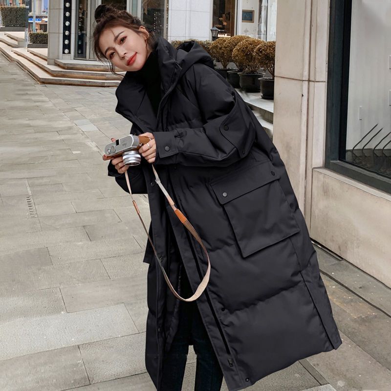 Chaqueta acolchada de plumón gruesa para mujer, abrigo holgado de algodón hasta la rodilla, versión coreana, invierno, 2022