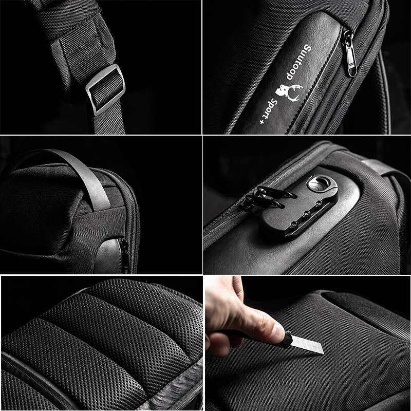 الرجال مقاوم للماء USB حقيبة كروسبودي مكافحة سرقة الكتف حقيبة رافعة متعددة الوظائف الترفيه وقت السفر رسول الصدر حزمة للذكور
