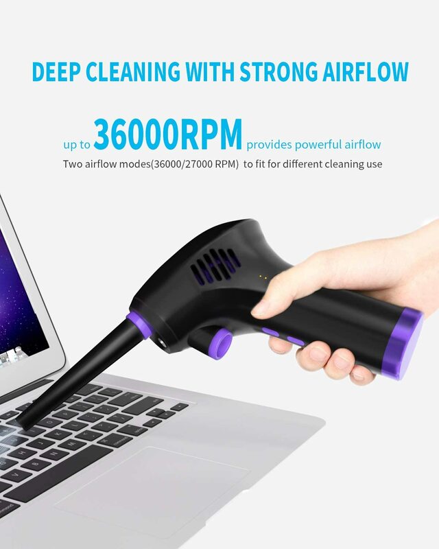 ALPTHY Air Duster, Electric Cordless Air Duster Keyboard Cleaner with 15000mAH Rechargeable Battery, Alternative to Compressed