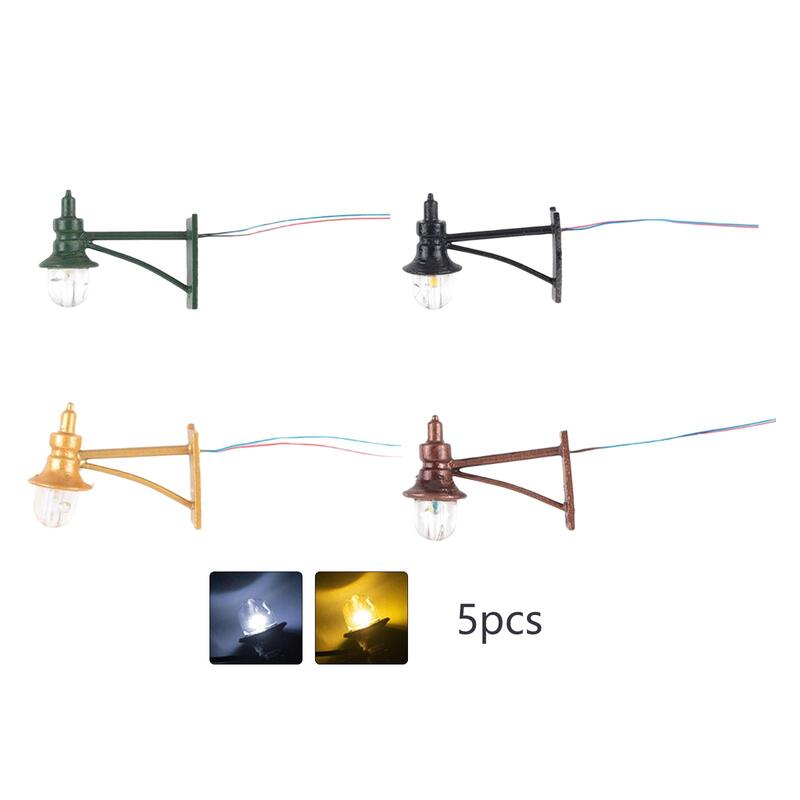 5 peças 1:87 luzes de rua do ornamento da lâmpada de suspensão para a tabela da areia da construção
