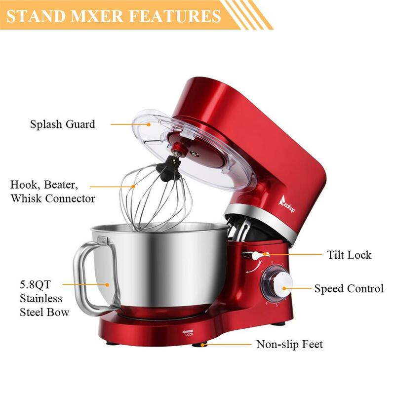 5.5L 660w Kitchen Machine 6 Speeds Low Noise Anti-skid Mixing Pot Kitchen Stand Mixer With Handle