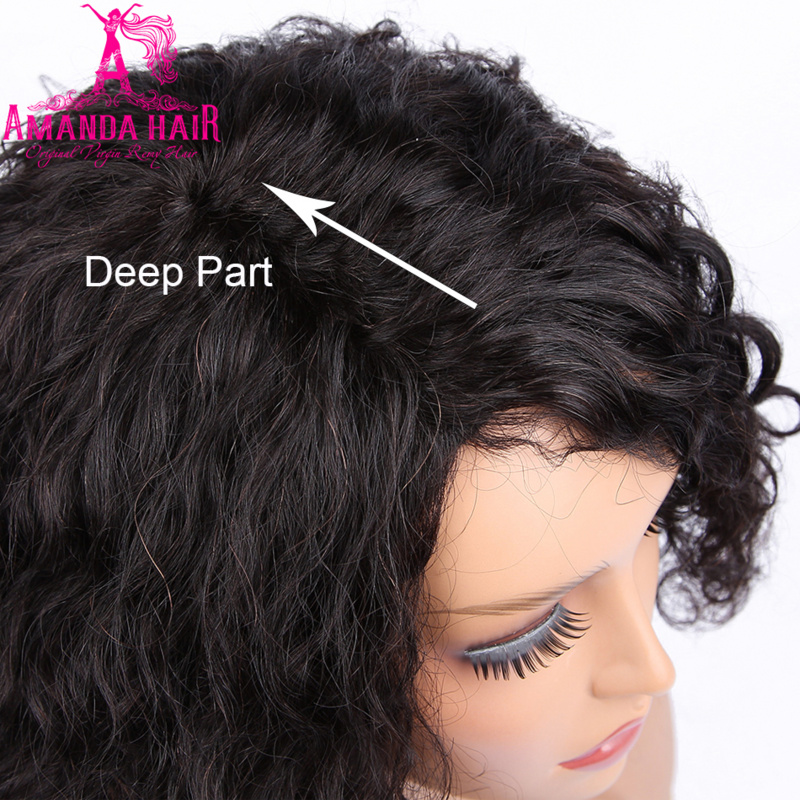 Sophie-Peluca de cabello humano rizado con corte Pixie, pelo brasileño ondulado, hecho a máquina, Bob corto
