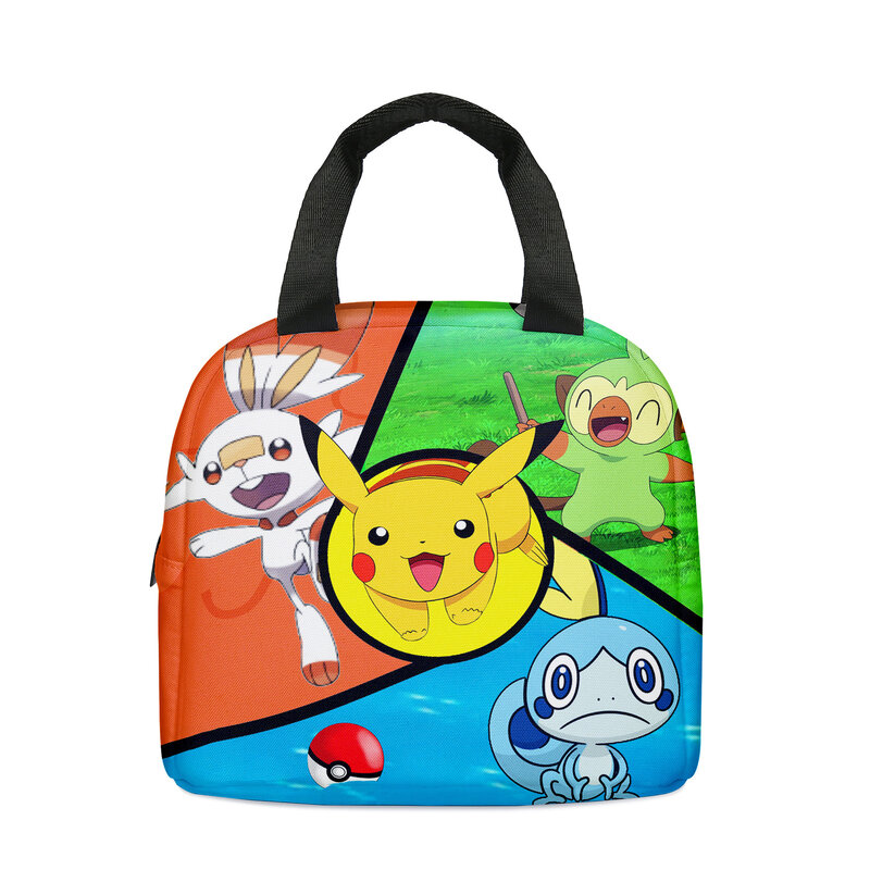 Anime dos desenhos animados pokemon pikachu crianças saco de almoço kawaii animais handy saco de isolamento portátil estudante caixa de almoço saco de gelo