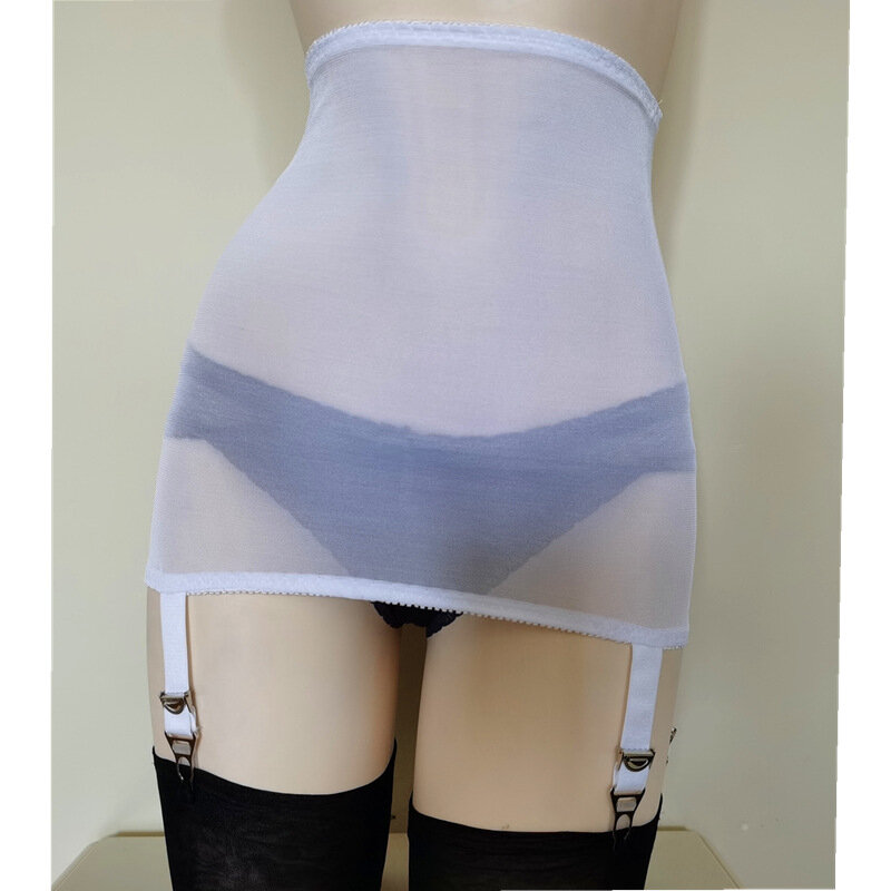 Lingerie sexy 6 fivela ajustável de cintura alta fivela de metal sexy transparente malha garter espartilho feminino superior