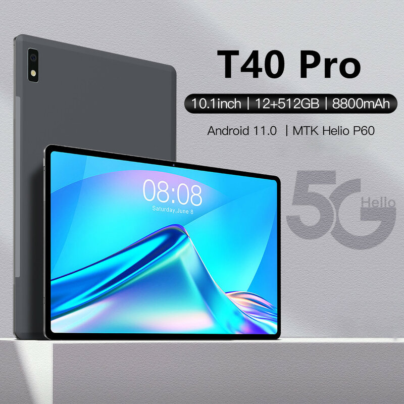 Планшет T40 Pro, 10 дюймов, Android, 10 ядер, 12 + 512 ГБ