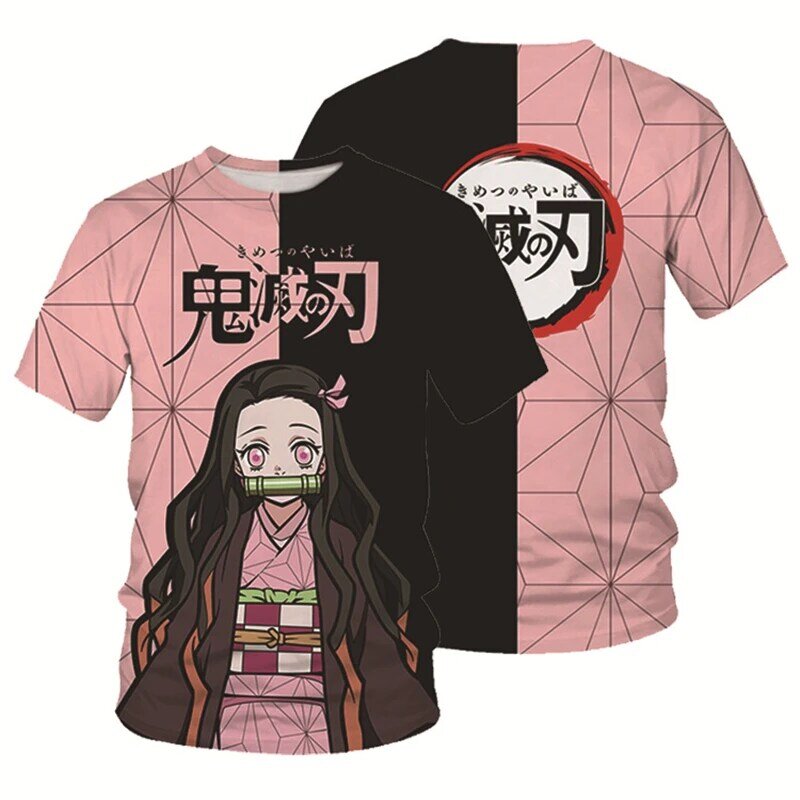 Anime japonês fantasma faca destruidor pai-filho impressão 3d camiseta roupas infantis camisola de manga curta cartoon top 2022