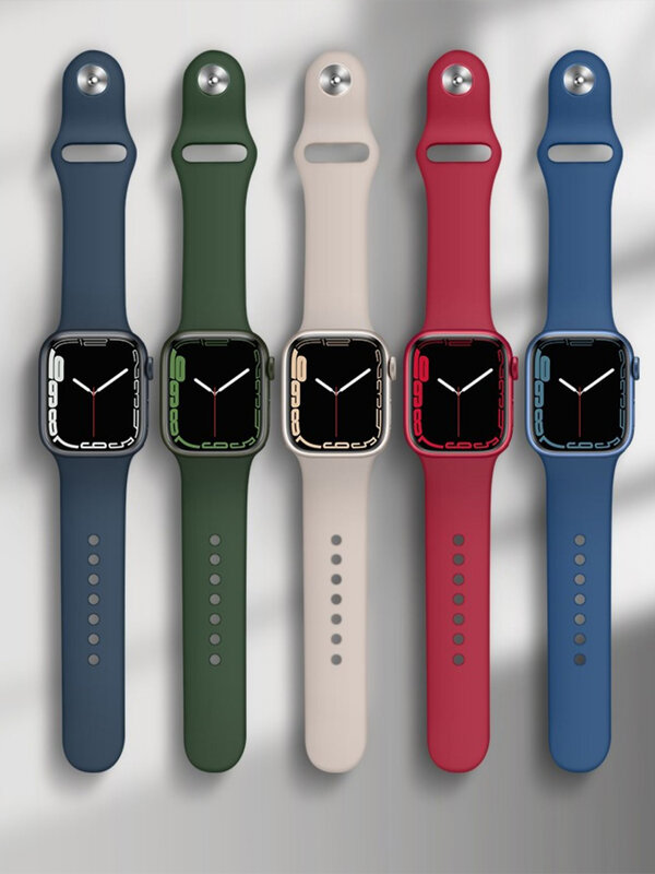 Correa de silicona para Apple Watch, pulsera deportiva de 44mm, 45mm, 41mm, 40mm, 49mm, 42mm, 38mm, iwatch Series 8 Ultra 7 se 3 5 6 4