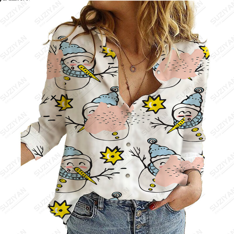 Camicia da donna 3D Art Print Top camicia a maniche lunghe allentata Driver Street Fashion Casual Plus Size abbigliamento donna