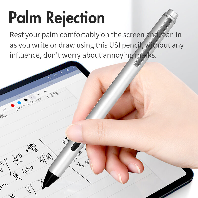 Chromebook caneta ussi stylus lápis com rejeição de palma 4096 pressão sensível aaa bateria para hp asus lenovo tablet livro cromo