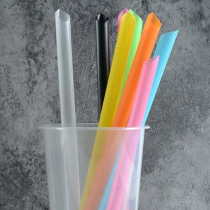 100Pcs Big Tube Disposable Juice Straws Colorful Milktea Drinking Straws Party Birthday Supplies kitchen Black Party Supplies