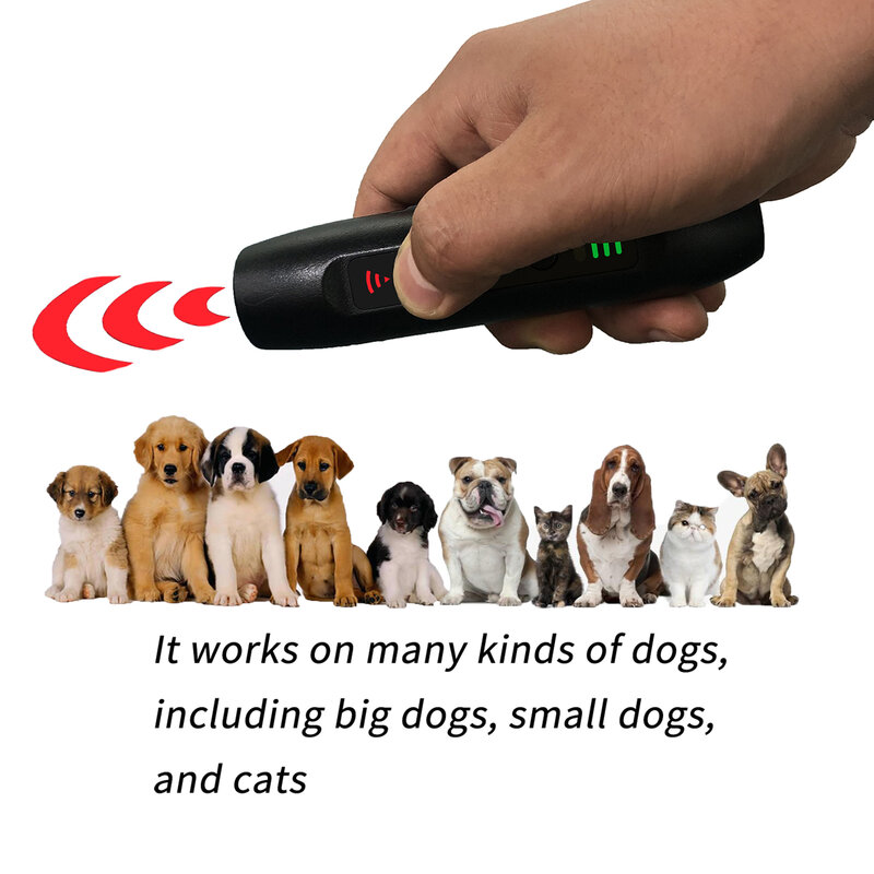 Repelente ultrasónico para perros y gatos, dispositivo de entrenamiento antiladridos, LED, con linterna 3W