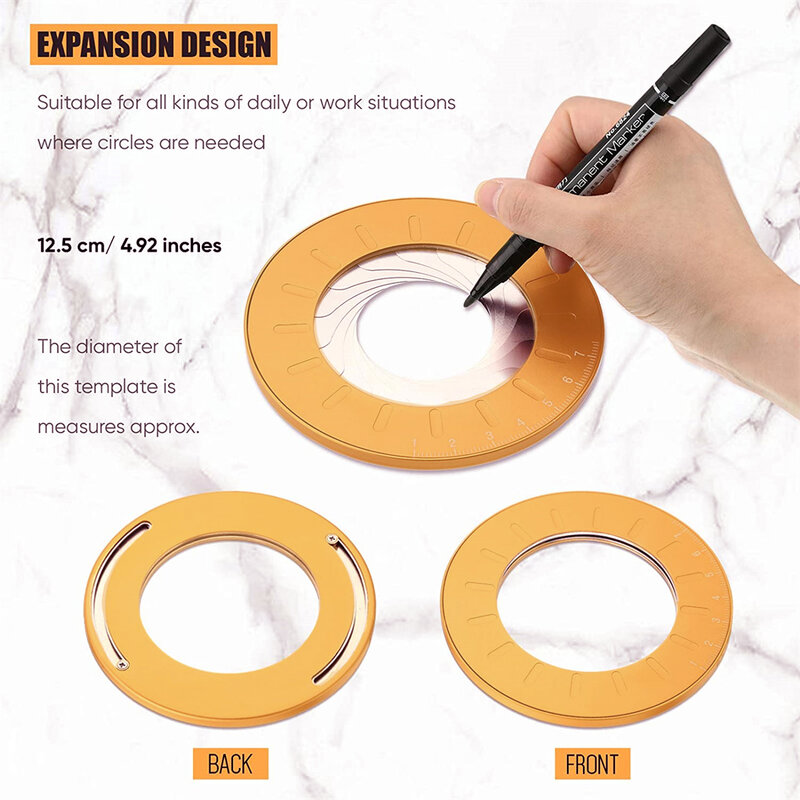 Students Adjustable Round Circle Ruler Stainless Steel Circular Drawing Tool Accurate Carpentry Woodworking Equipment