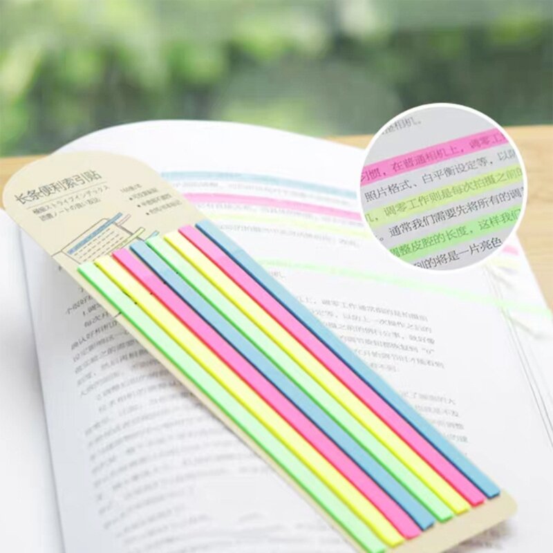Notas pegajosas translúcidas Multifuncional índice colorido Tabs Long Page-Marcadores Sticky Index Tabs para Bookmarks Notebooks