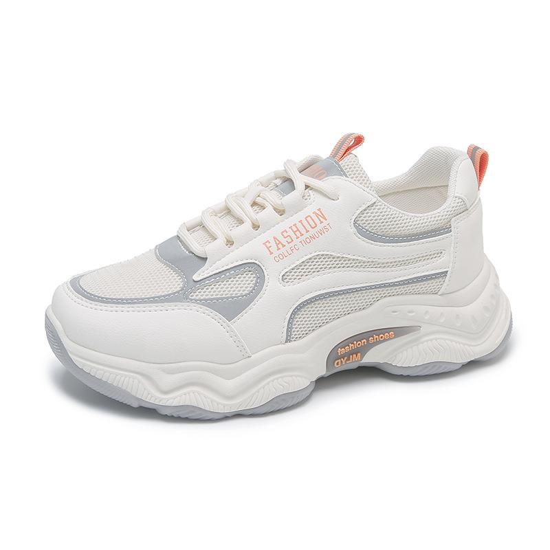 Zapatillas de deporte con cordones para mujer, Calzado cómodo y transpirable, color blanco, a la moda, 2022