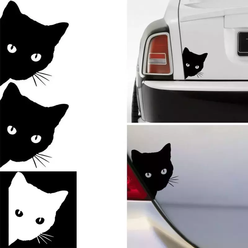 Creative Reflective Sticker Black Cat Face Peeking Car Reflectante Stickers Automotive Window Decoration Reflective Sticker