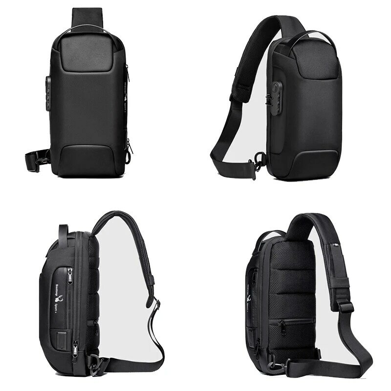Men's Waterproof USB Crossbody Bag Anti-theft Shoulder Sling Bag Multifunction Leisure Time Travel Messenger Chest Pack For Male