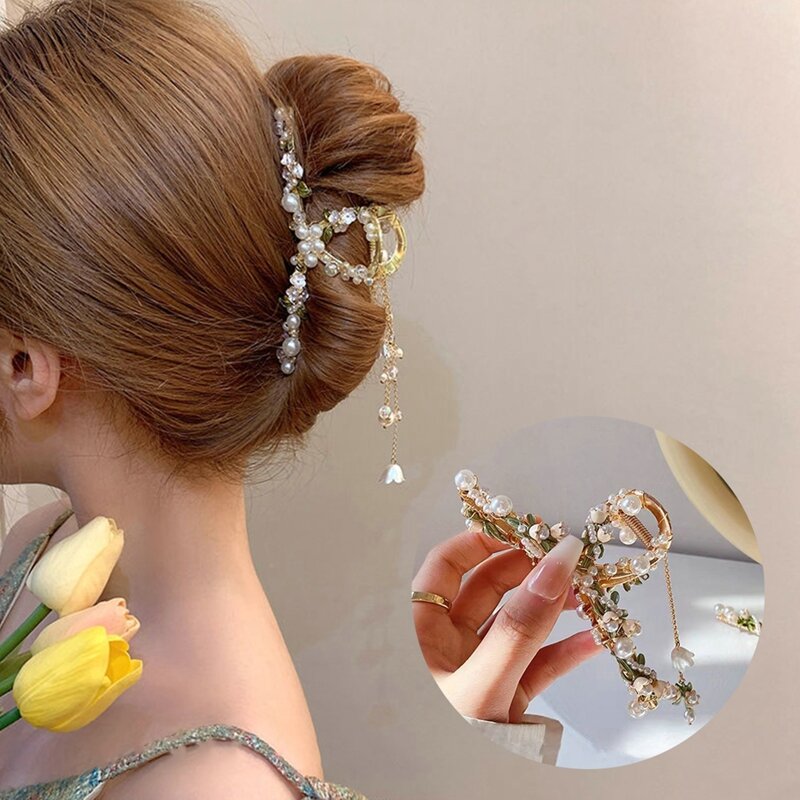 Alloy Flower Butterfly klamra do włosów Hanfu akcesoria dla kobiet dziewczyna Tassel klip szpilka moda Handmade akcesoria do włosów