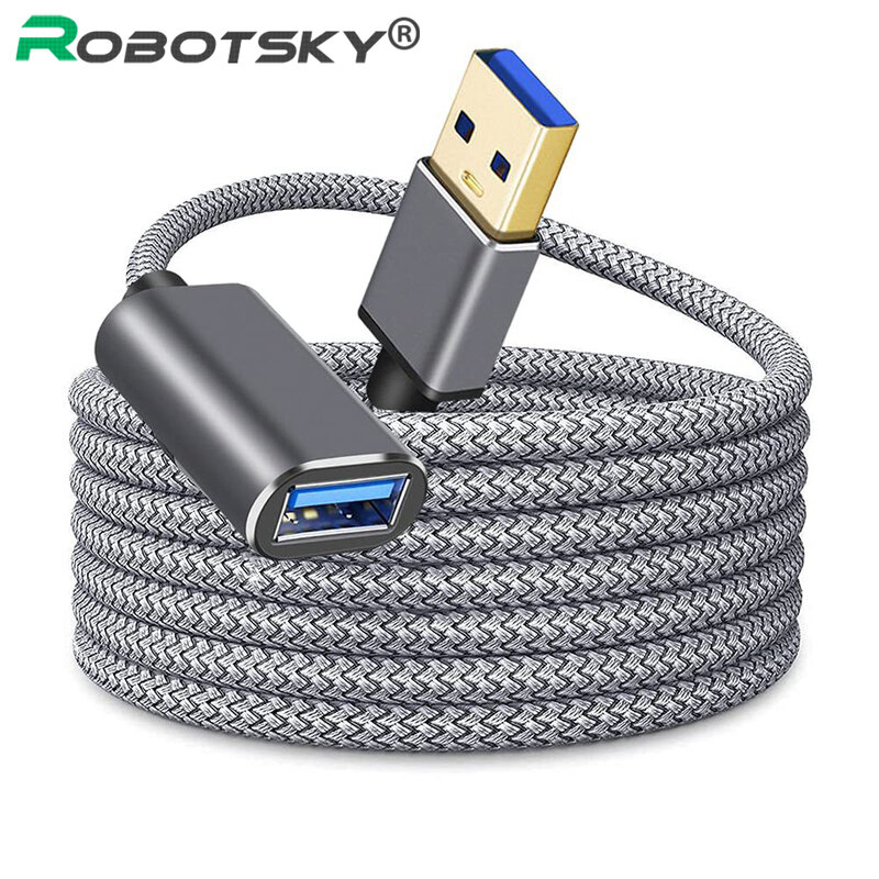 Cable de extensión USB 3,0 macho a hembra, Cable de transmisión de datos, nailon trenzado, USB3.0, extensor para PC, TV, impresora, cámara