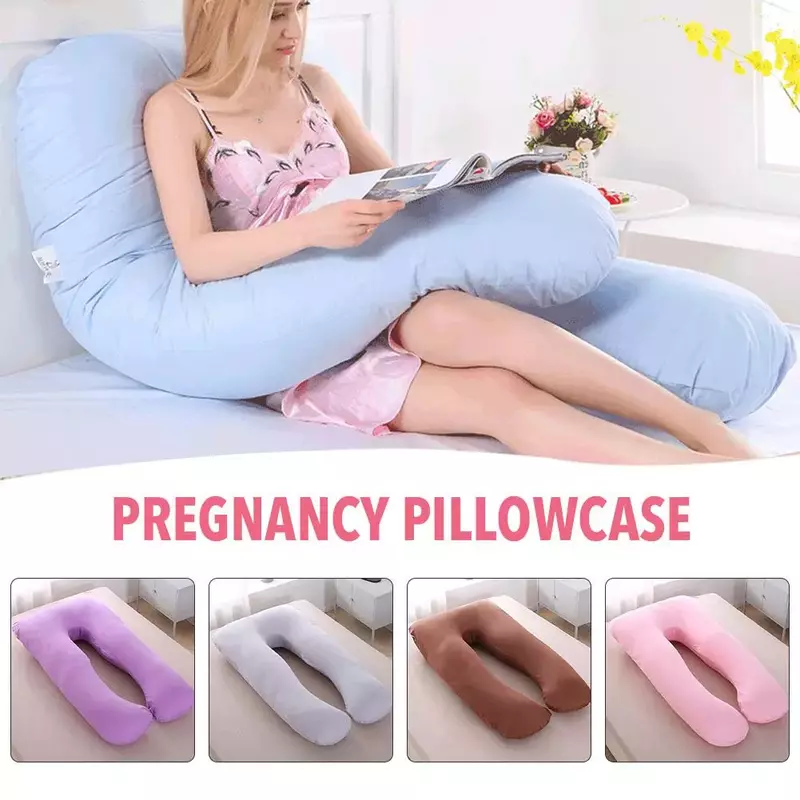Housse d'oreiller de grossesse en coton pur, taie d'oreiller amovible en forme de U, confortable, multifonctionnelle, pour maternité, 140x80cm