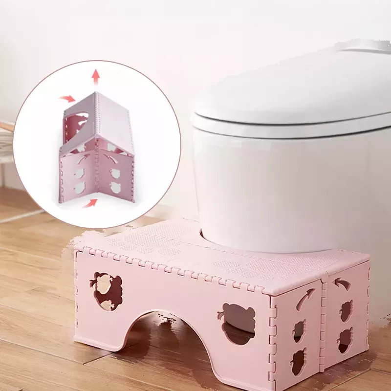 Bangku Toilet Lipat Portabel PP Bangku Toilet Anak 7 Inci Tebal Anti-selip untuk Aksesori Kamar Mandi