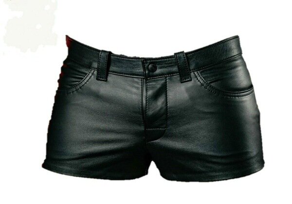 Pantalones cortos de cuero para hombre, ropa informal punk