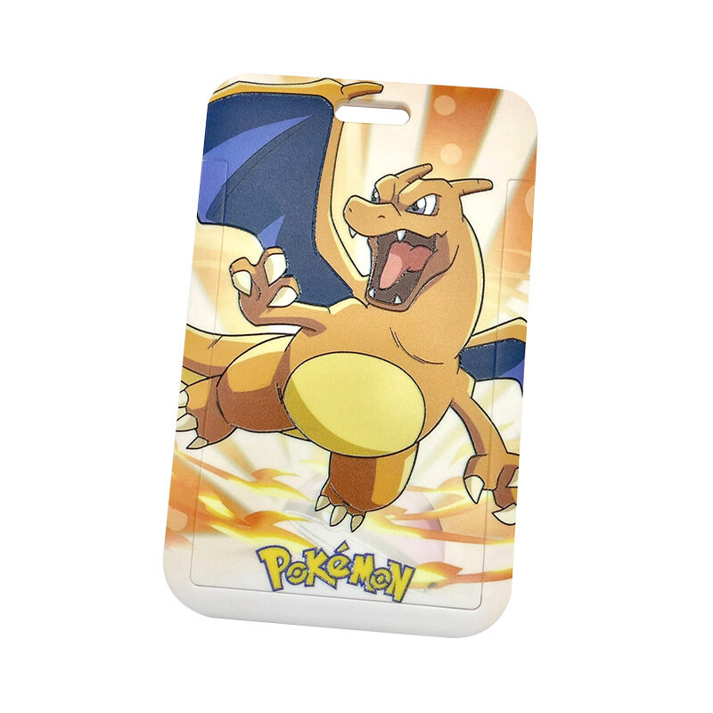 Funda de tarjeta de dibujos animados de Pokémon, elfos Pikachu Charizard, llavero con cordón para llaves de niños, tarjeta de identificación de oficina, ABS, tarjetero antipérdida
