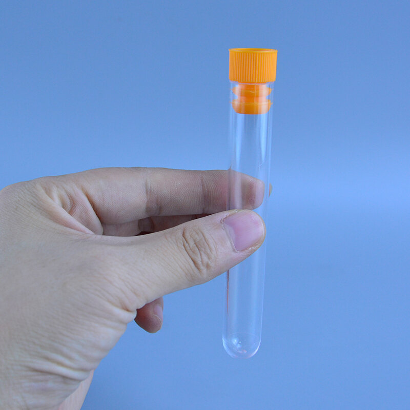 10 stücke 12/15ml Kunststoff Kreisel Schlauch Transparent Test Runde Bottom Tube Fläschchen mit Kappe