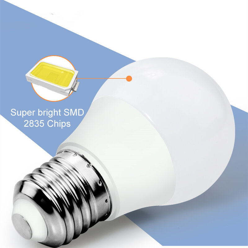 Lampu Bohlam LED E27 E14 PC + Bombilla Aluminium 240V 3W 6W 9W 12W 15W 18W 20W Lampada Led Lampu Sorot Bola Lampu Meja