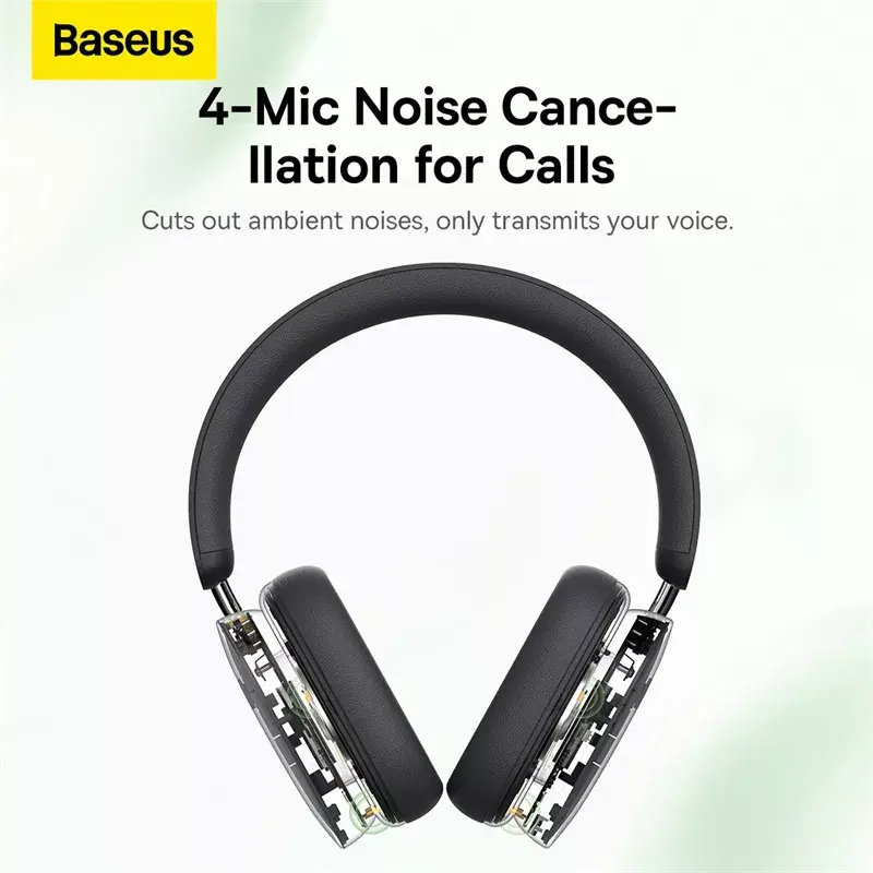 Baseus-Bluetooth 5.2を備えたワイヤレスヘッドセット,40mmコネクタを備えた4倍のミニヘッドセット,h1ハイブリッドヘッドセット,40mm,70時間の自律性