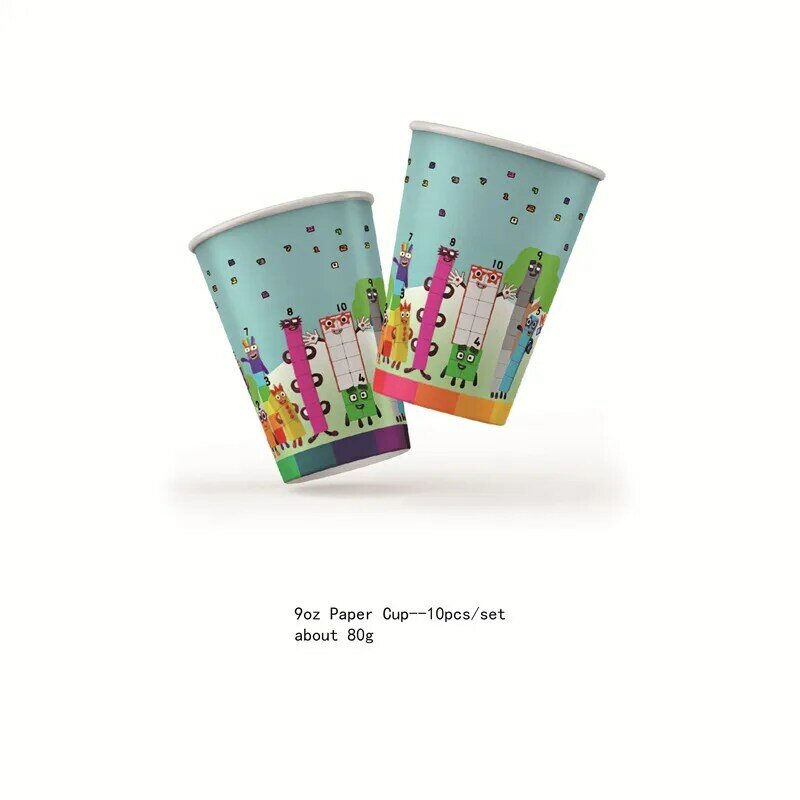 Numero di cartoni animati tema forniture per il compleanno tovaglia piatto di carta tazza Banner di paglia palloncino decorazione per feste Set regalo per bambini