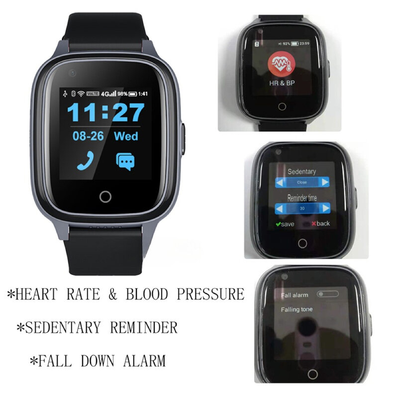 Montre connectée android 4g pour personnes âgées, moniteur d'activité physique, pression artérielle, Chat vidéo, fréquence cardiaque, GPS, SOS