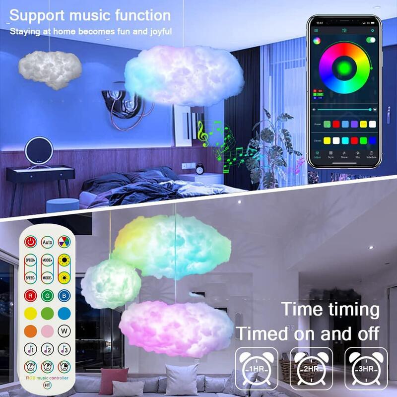 Luz de nube de Led RGB 3D colorida con Control remoto, brillo ajustable alimentado por USB, bricolaje para decoraciones de dormitorio y hogar en interiores