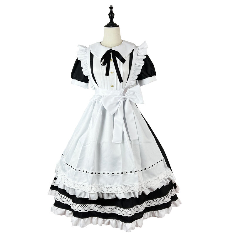 Disfraz de Lolita Maid para niñas y mujeres, traje negro bonito de sirvienta, espectáculo de animación, traje japonés, ropa de vestir, 2022