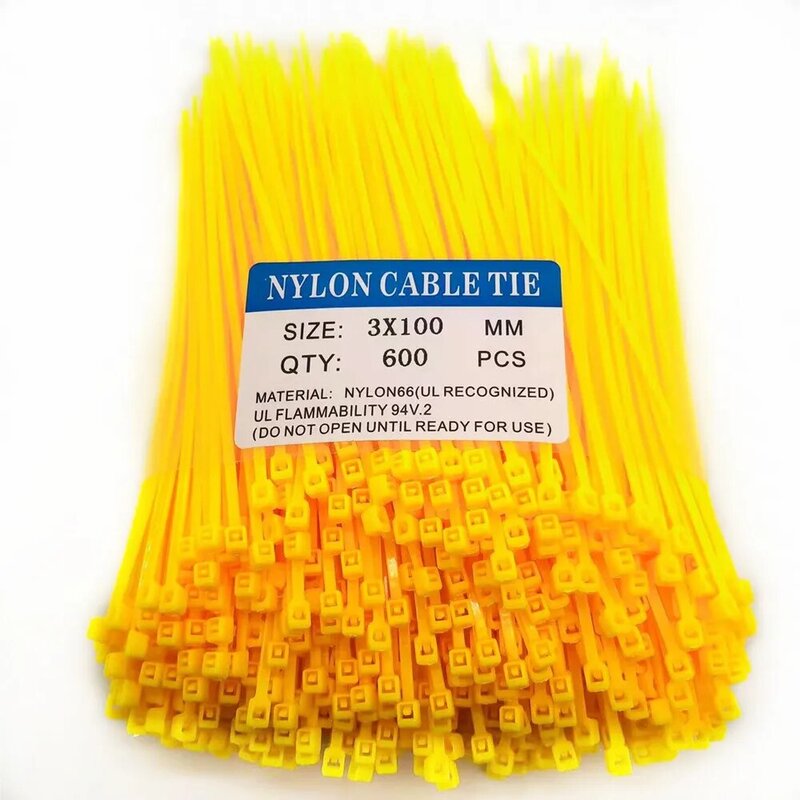 Bridas de nailon autoblocantes para cables, bridas de plástico de Color, organizador de cables de Velcro, correa de alambre, 3x600mm, 100 Uds.